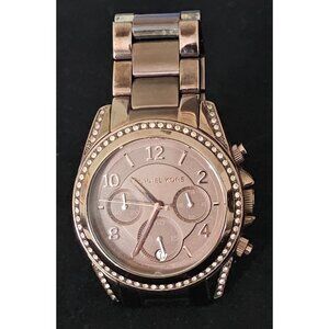 Michael Kors Blair MK5493 Rose Gold Womens Chronograph Watch Glitz Bezel Working